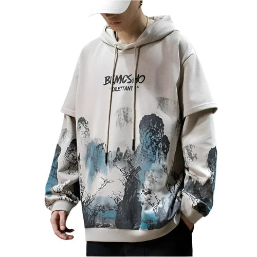 Sansui ink brush pull over hoodie