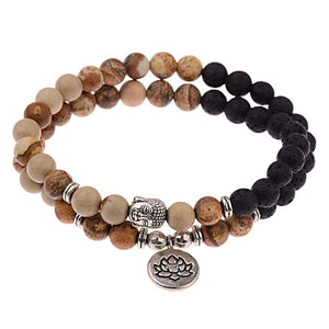 Lava stone bead buddha bracelet