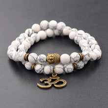 Load image into Gallery viewer, Lava stone bead buddha bracelet