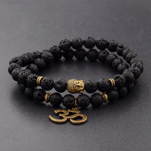 Load image into Gallery viewer, Lava stone bead buddha bracelet