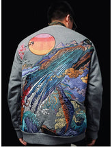 Load image into Gallery viewer, Hyper premium sunset whale waterfall embroidery sweatshirt