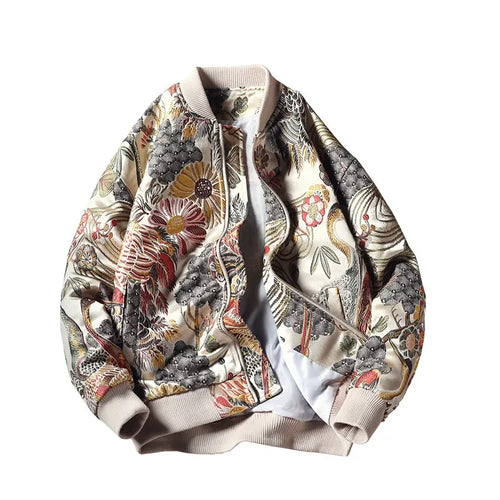 Embroidery tropical birds jacket