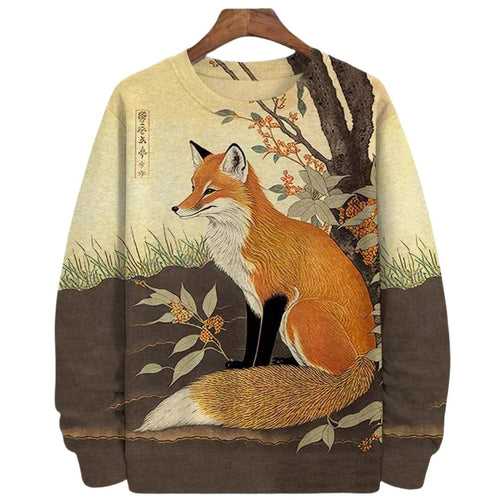 Peaceful kitsune Japanese graphics sweatshirt