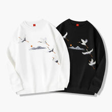 Load image into Gallery viewer, Embroidery flying stork sweatshirt