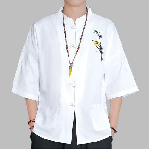 Light breathable embroidery bamboo design shirt