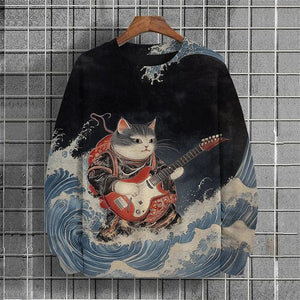 Content neko Japanese themed graphics sweatshirt