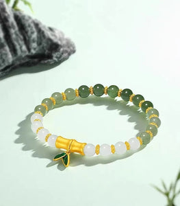 Hyper premium 24K gold bamboo jade bracelet