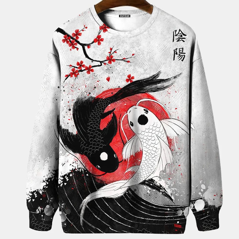 Koi wave Japanese themed graphics sweatshirt