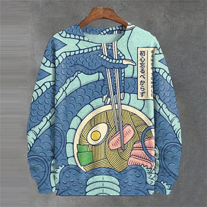 Content neko Japanese themed graphics sweatshirt