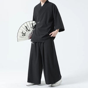 "iro" shirt + wide harem pants set