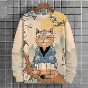 Content neko Japanese themed graphics sweatshirt