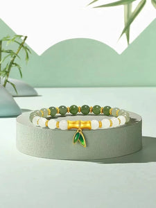 Hyper premium 24K gold bamboo jade bracelet