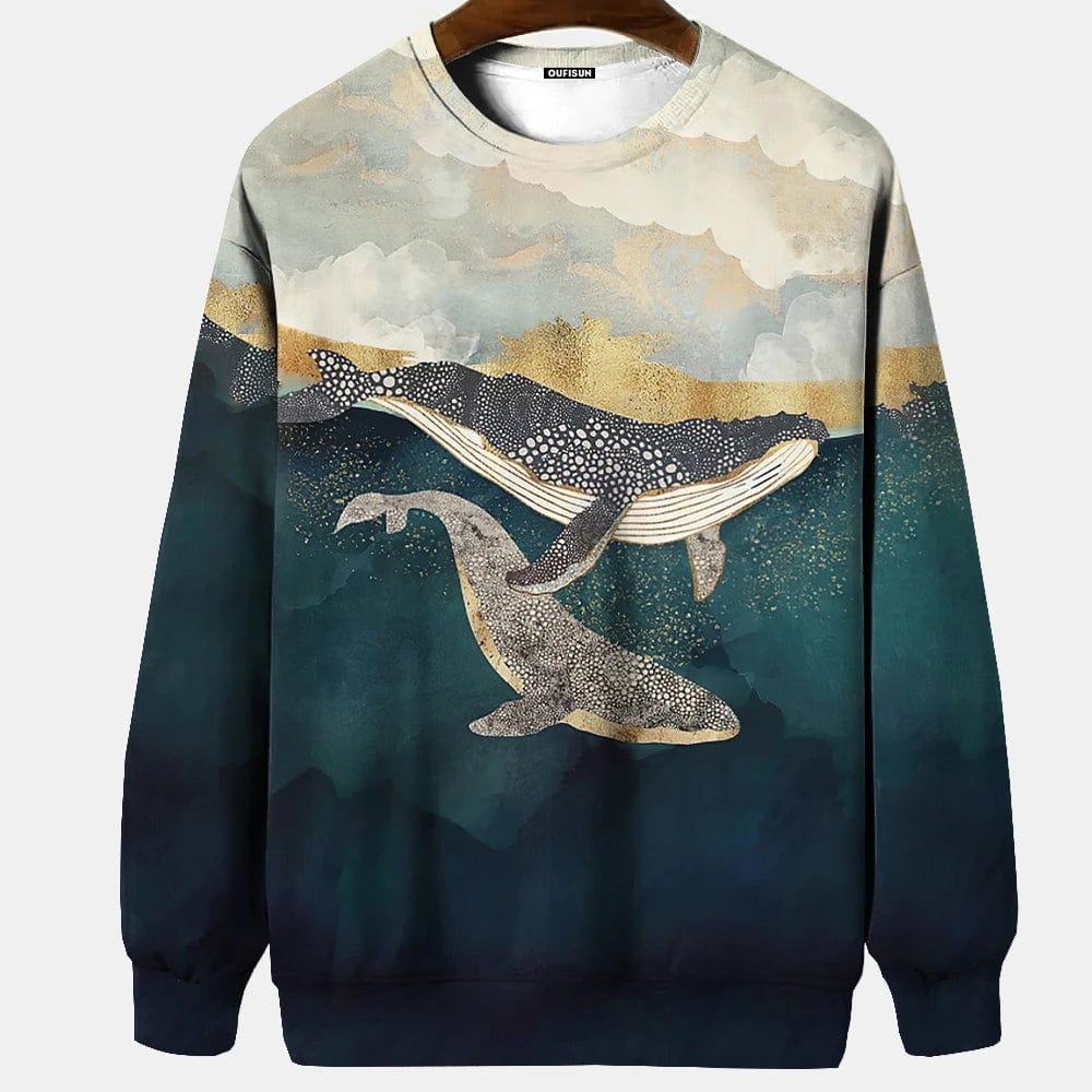 Spirit kujira Japanese themed graphics sweatshirt