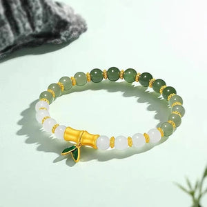 Hyper premium 24K gold bamboo jade bracelet