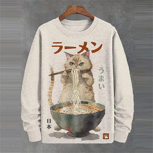 Content neko Japanese themed graphics sweatshirt