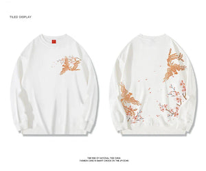 Embroidery sakura phoenix sweatshirt