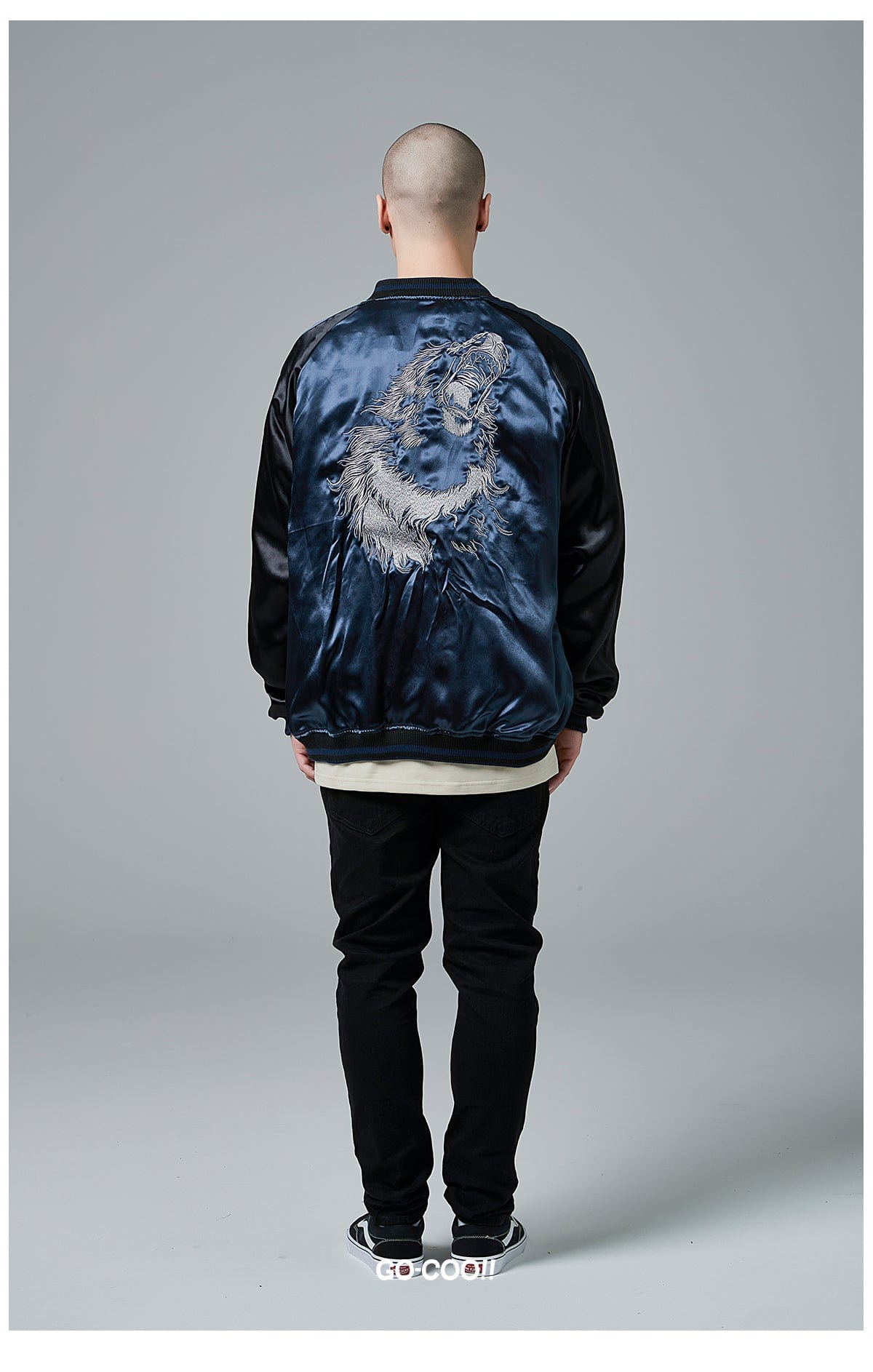 ASOS Bomber Jacket With Tiger Embroidery in Blue for Men
