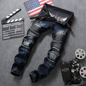 Zipper motorcycle denim jeans