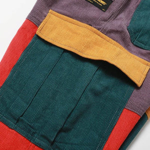 Corduroy patchwork street style pants