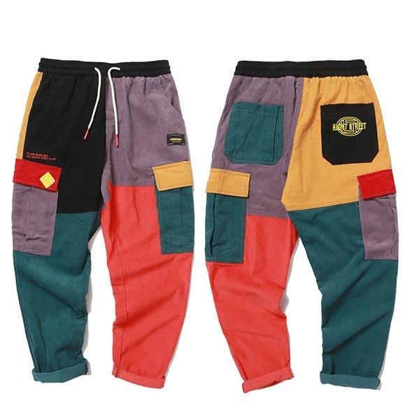 Back to 90's Patchwork Color Block Corduroy Cargo Pants