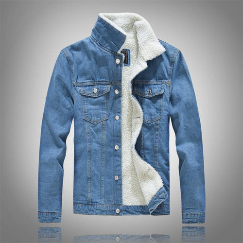 Denim slim fit fleece lined jacket